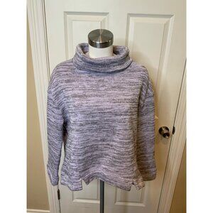 Saturday, Sunday Purple & Gray Heathered Funnel Mock Turtleneck Sweater, Size S